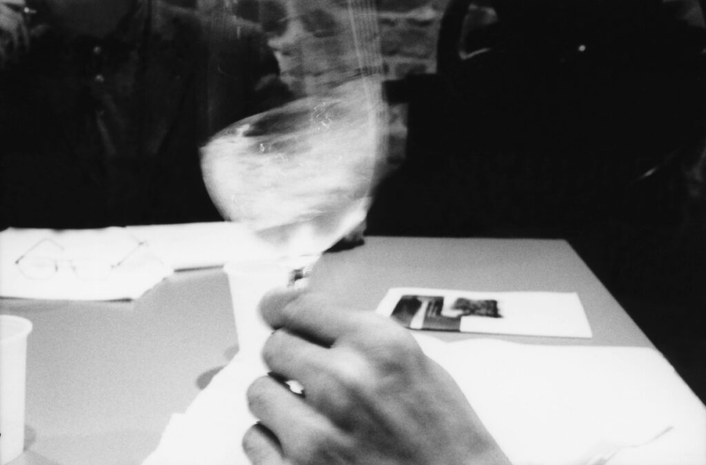 Wine bottle and glass